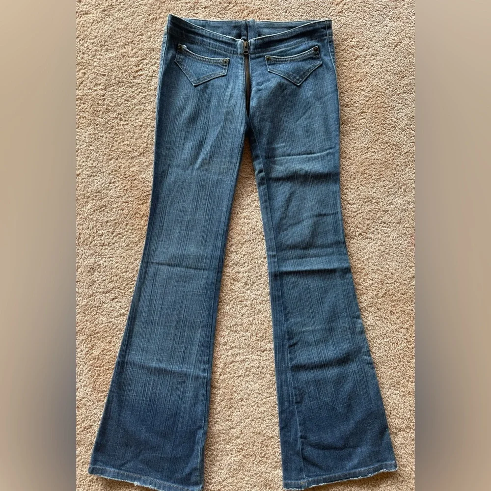 Frankie B. Dark Blue Flare Zip jeans - Picture 1 of 2